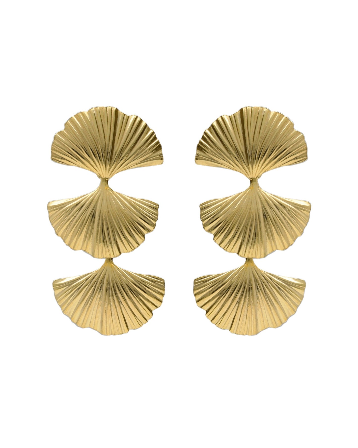 Pendientes largos Eau abanico triple en Plata