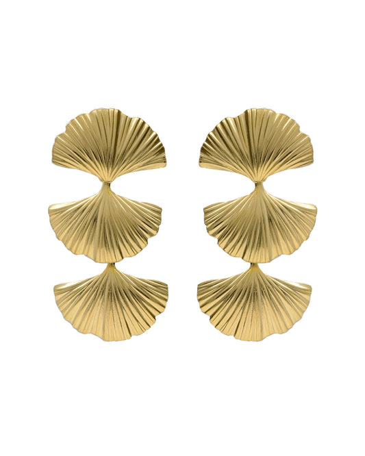 Pendientes largos Eau abanico triple en Plata