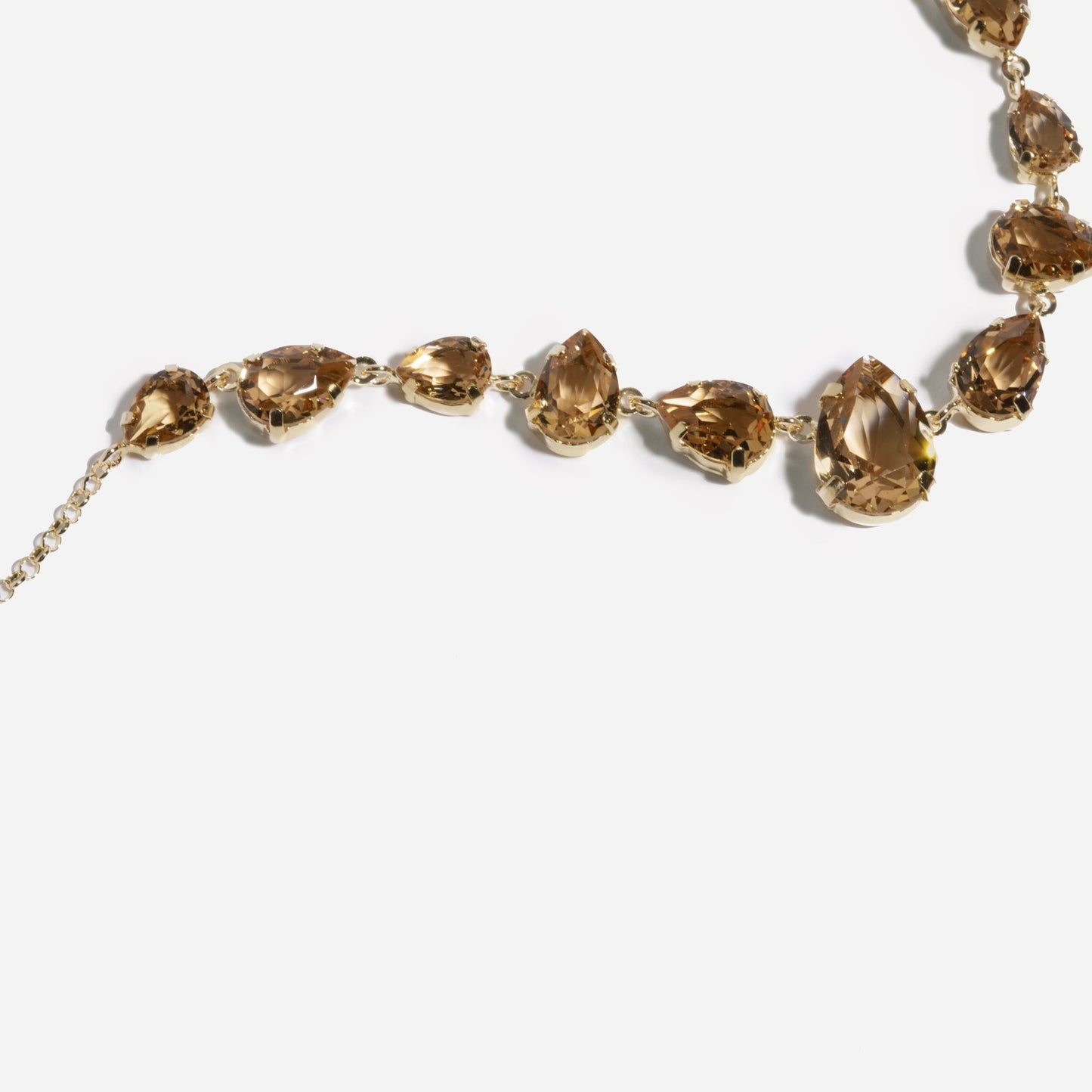 Collar corto Magnolia lágrima cristal en Plata baño Oro