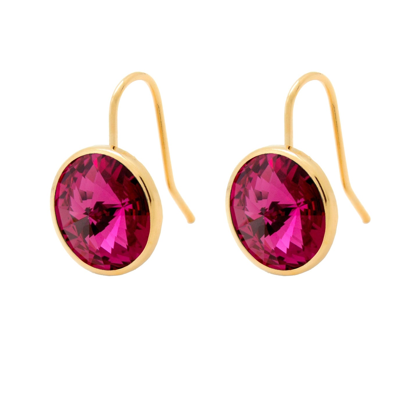 Pendientes cortos Basic Pendientes gancho cortos 15mm círculo cristal en Plata baño Oro