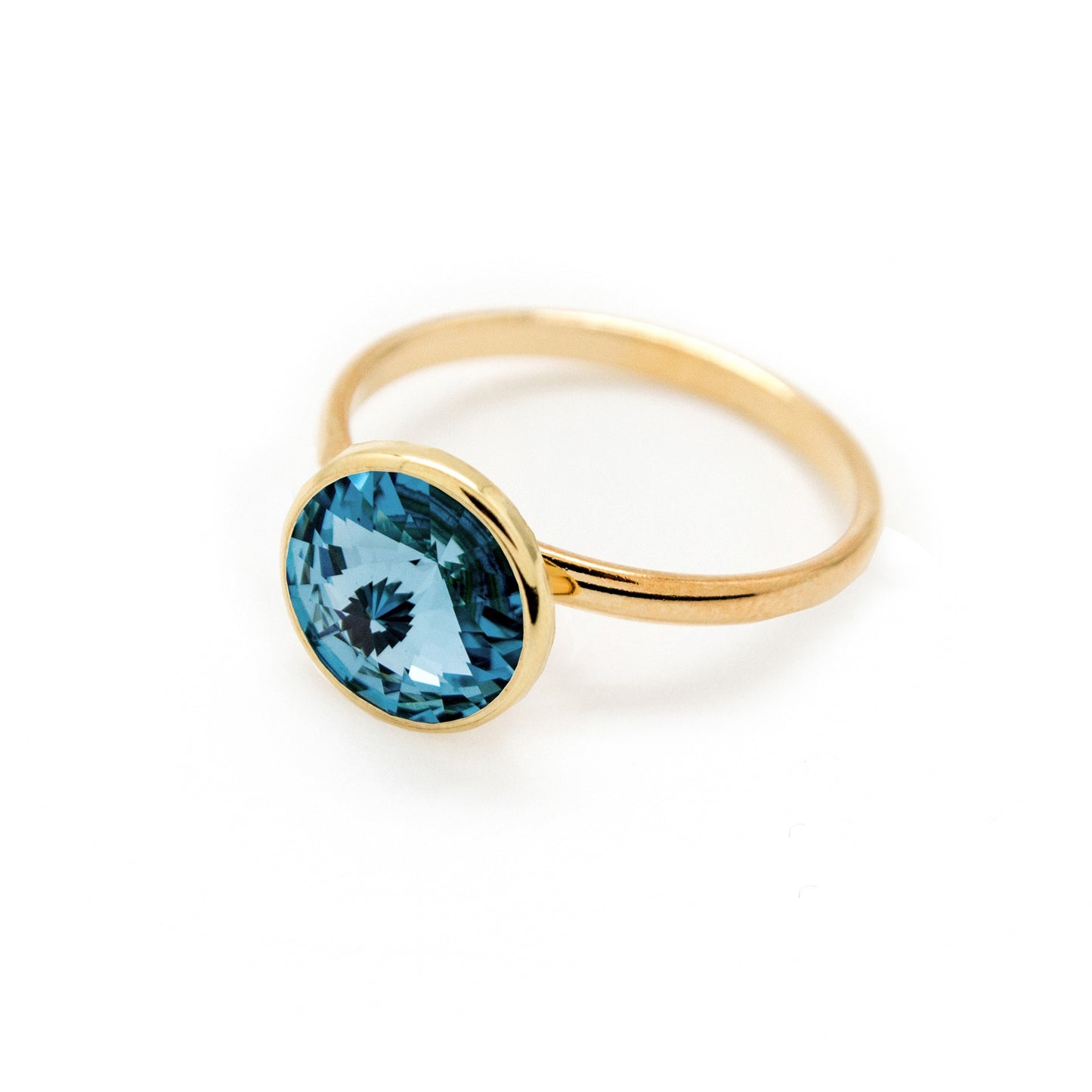 Anillo ajustable Basic 9mm círculo cristal en Plata baño Oro