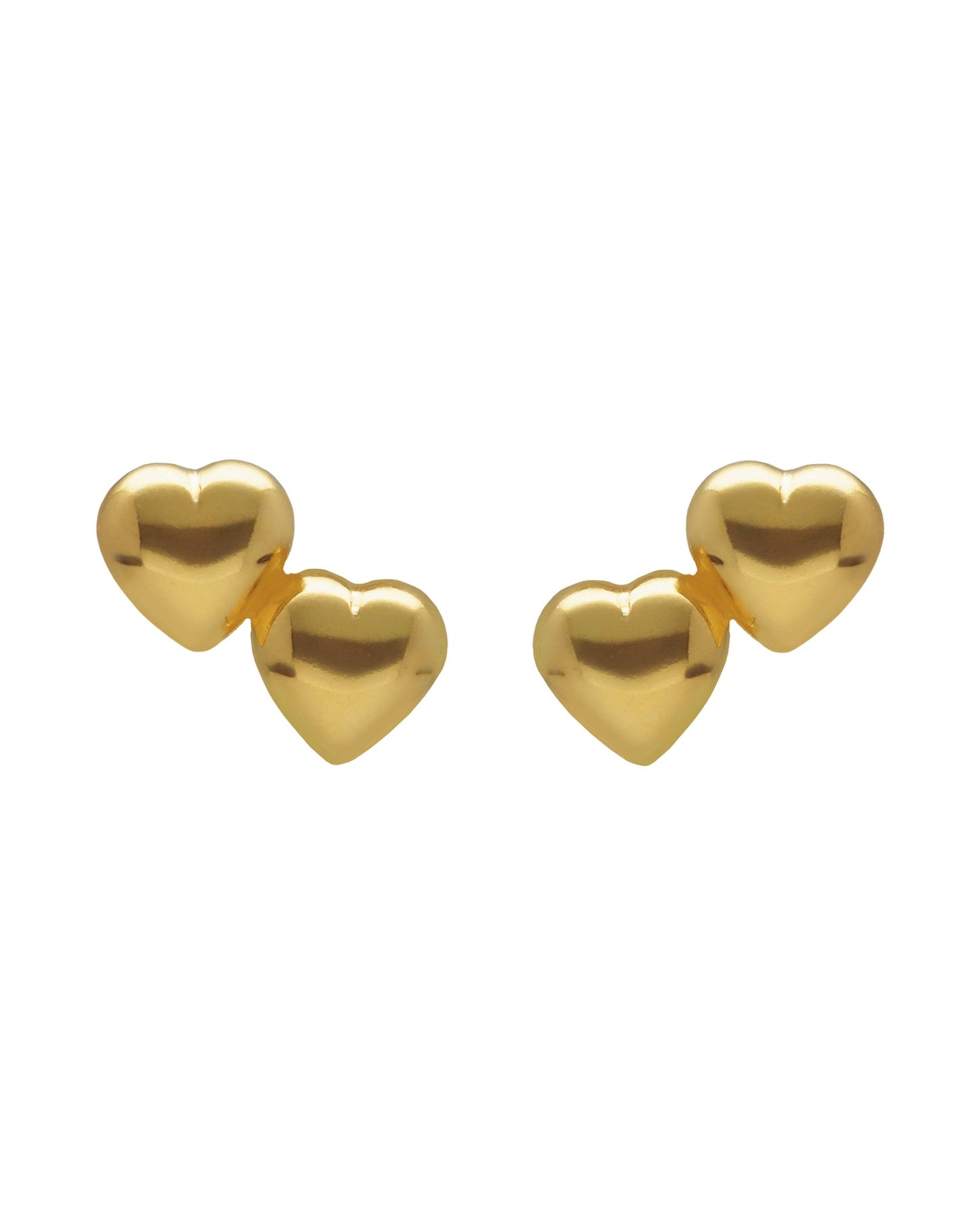 Pendientes botón Muá corazón pequeño doble en plata