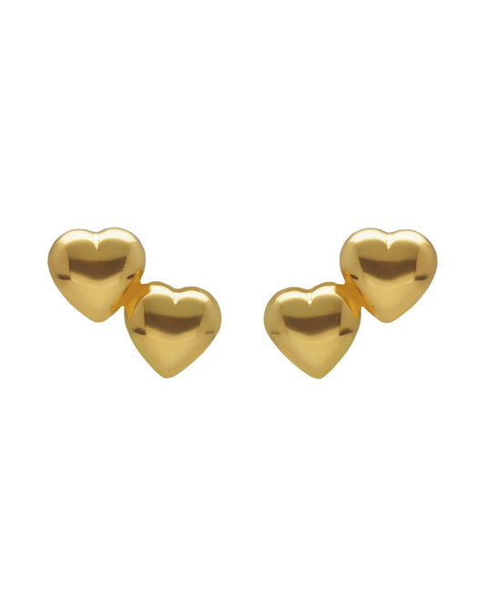 Pendientes botón Muá corazón pequeño doble en plata
