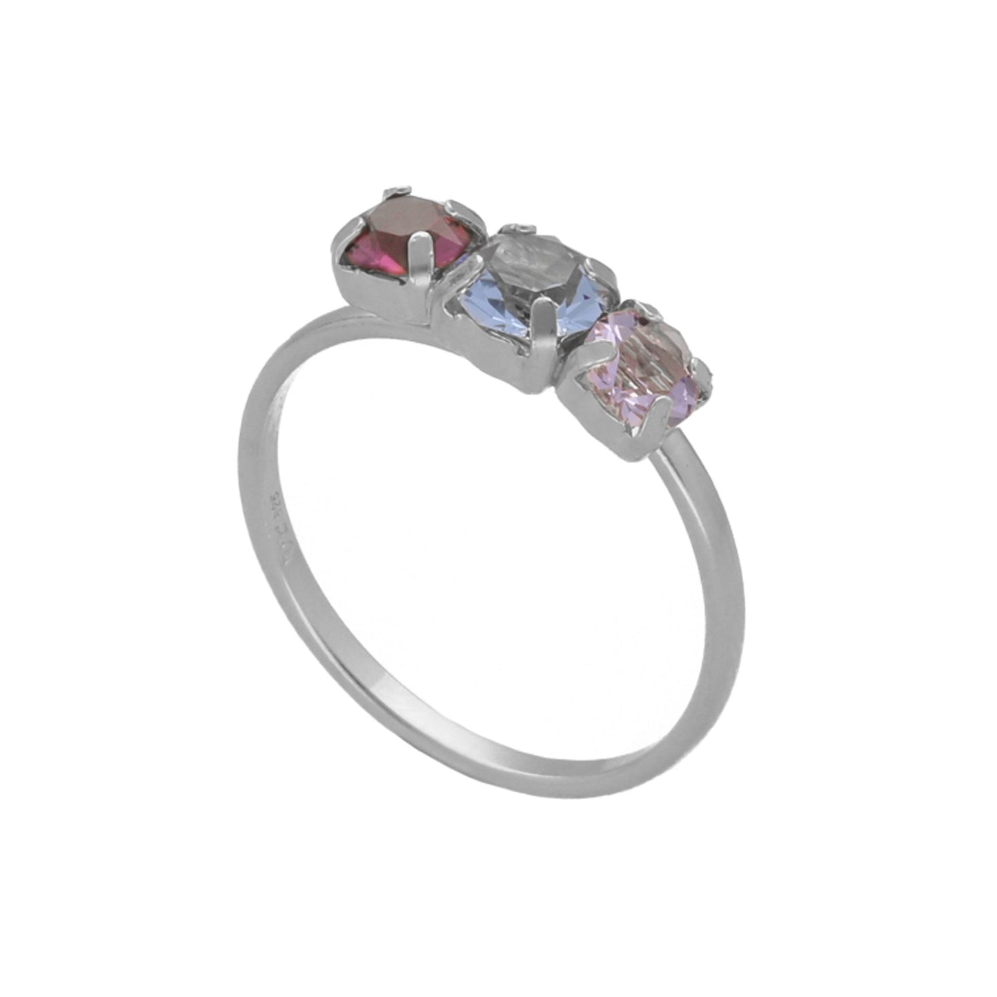 Anillo ajustable Velvet cristal multicolor en Plata