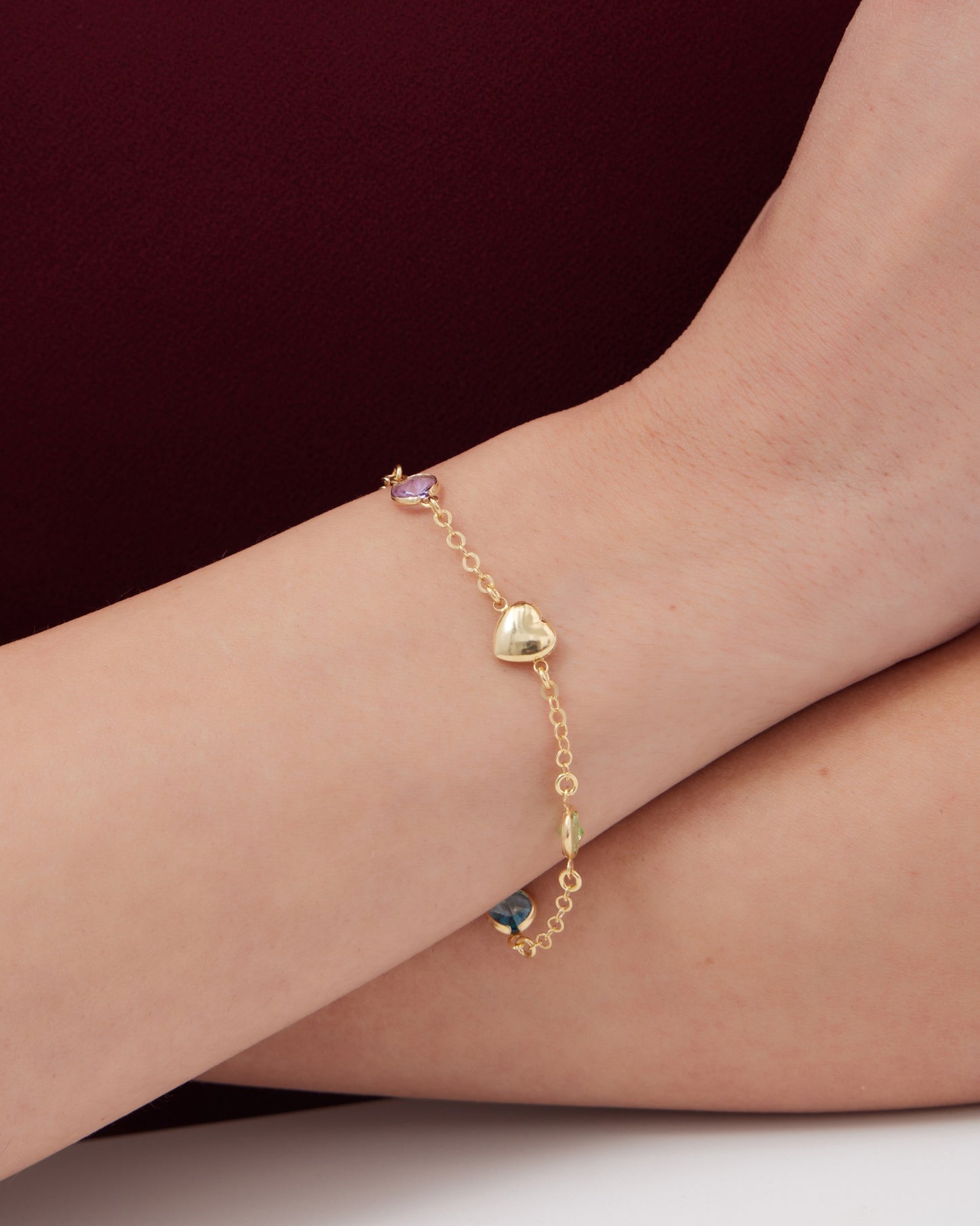 Pulsera Muá corazón con cristal multicolor en plata