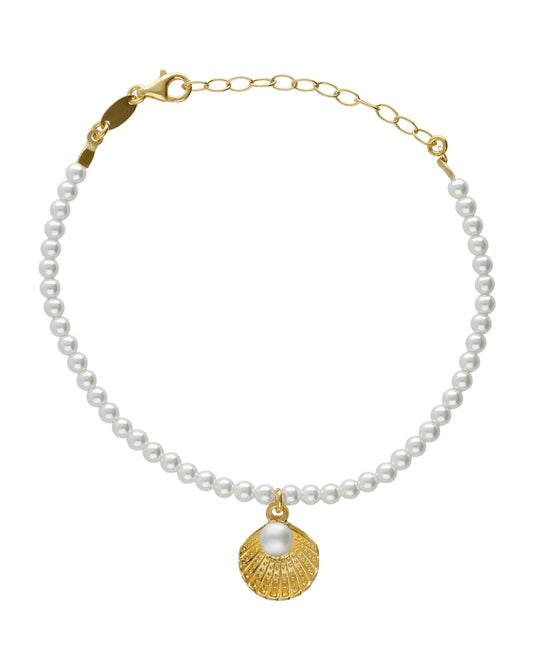 Pulsera Solene concha con perla en Plata baño Oro