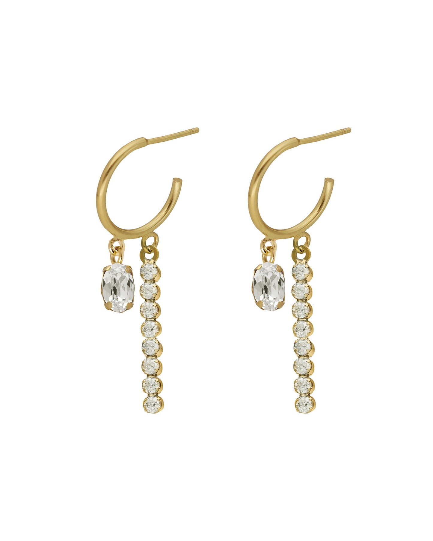 Pendientes aro Lieve con cristal riviere blanco en Plata