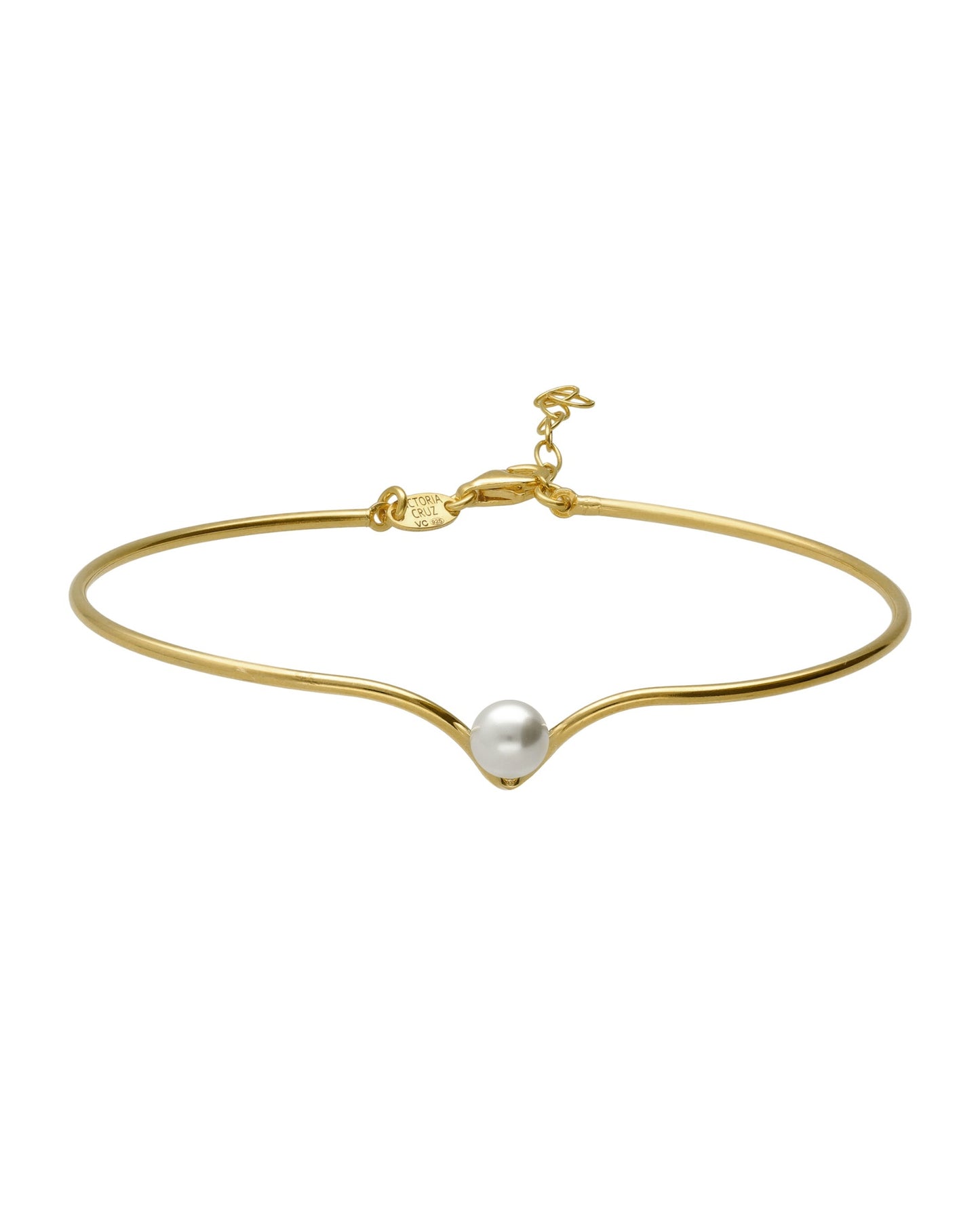 Brazalete Solene con perla en Plata baño Oro
