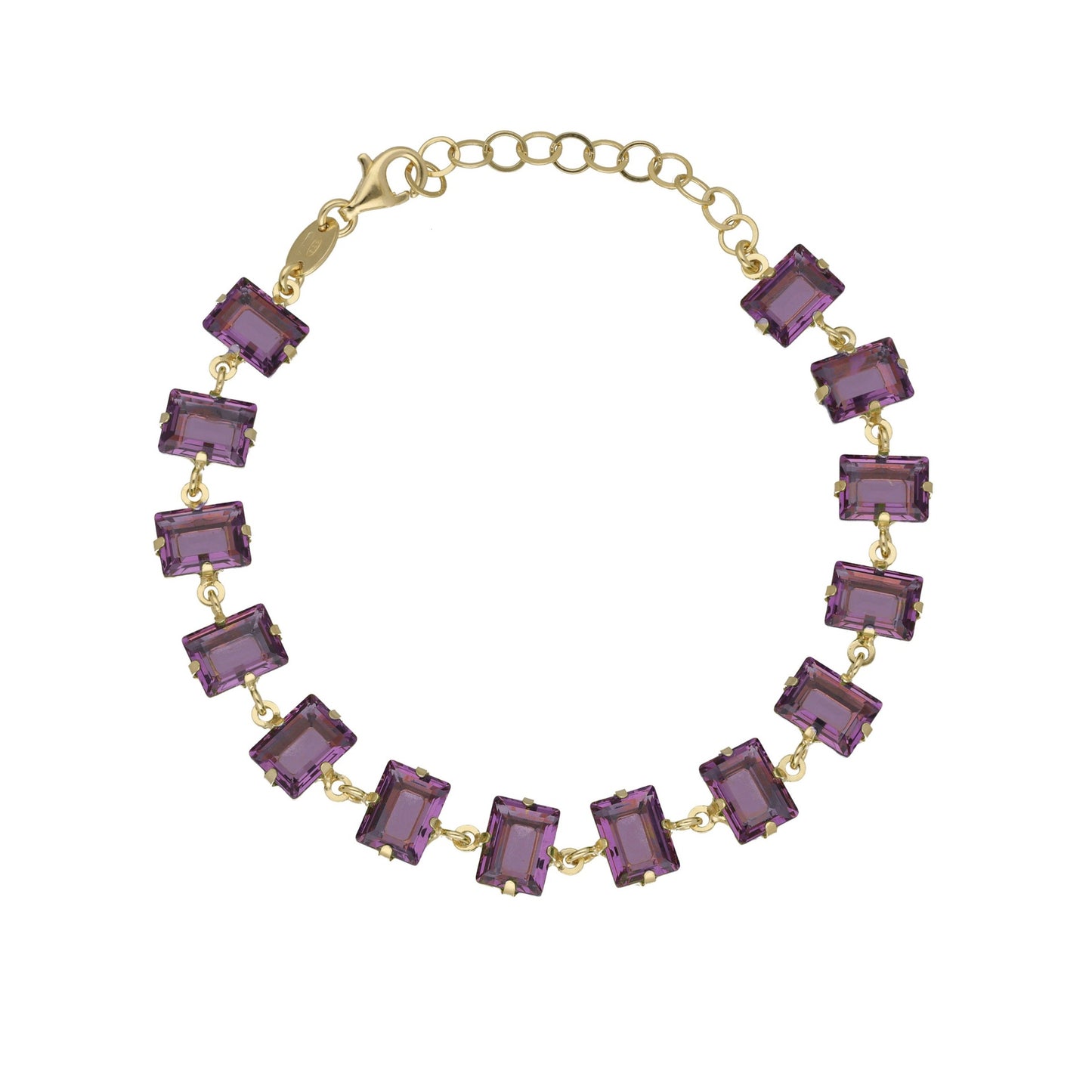 Pulsera Chiara rectángulo cristal en Plata baño Oro