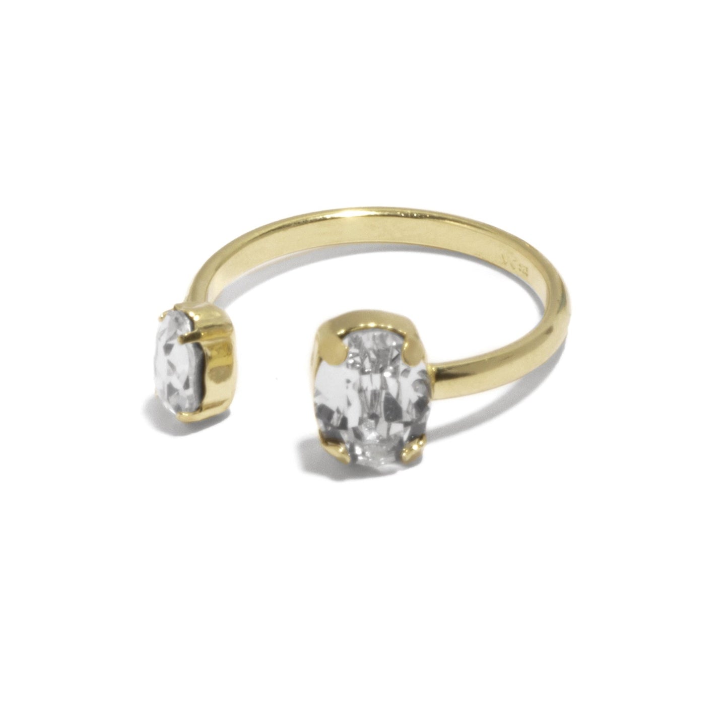 Anillo ajustable Gemma oval cristal en Plata baño Oro