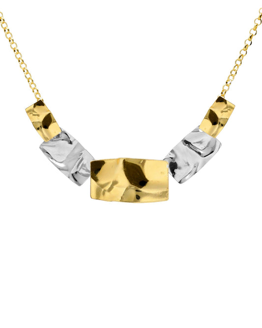 Collar corto Avenue rectángulo textura bicolor en Plata