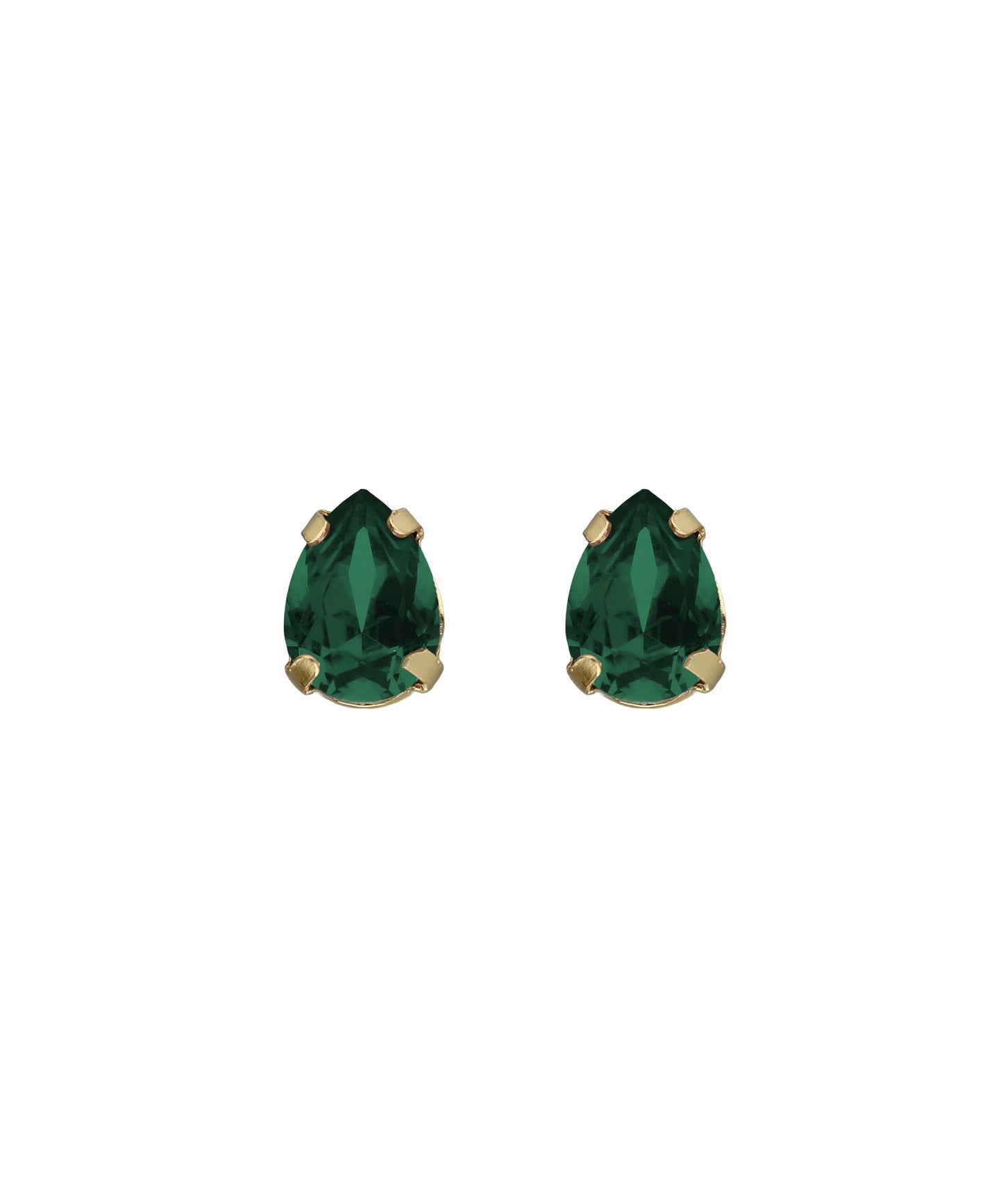 Pendientes botón lágrima Birthstone con cristal en Plata baño Oro