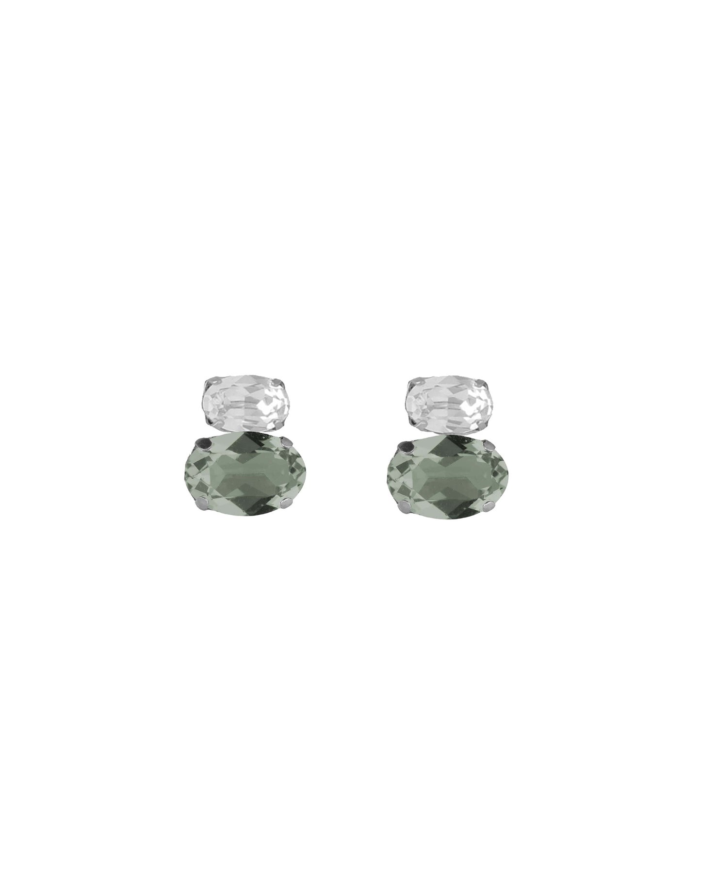 Pendientes botón oval Ombra con cristal en Plata baño Rodio