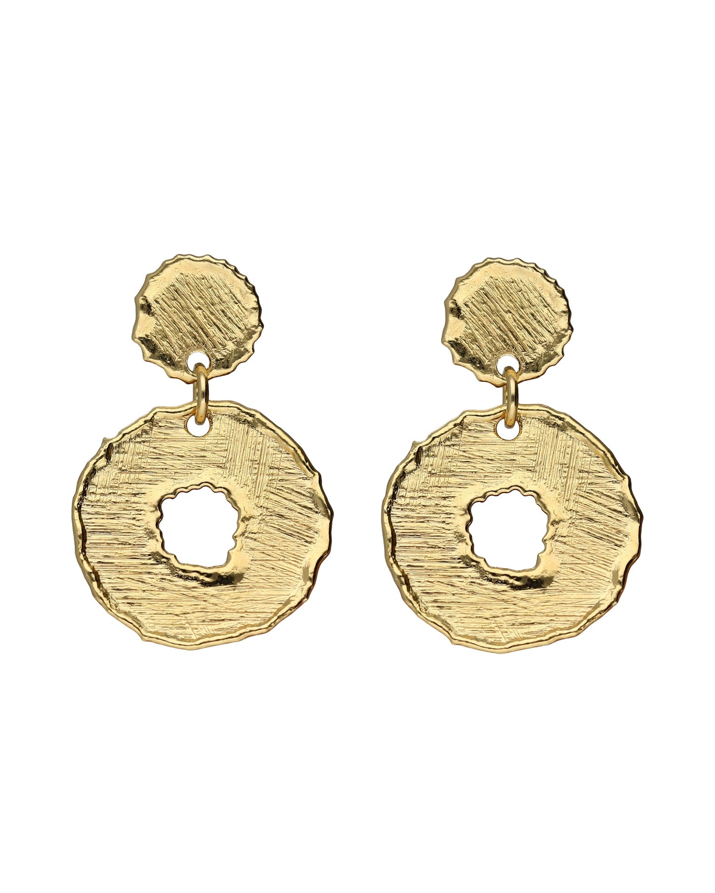 Pendientes cortos textura círculo Alaska en Plata