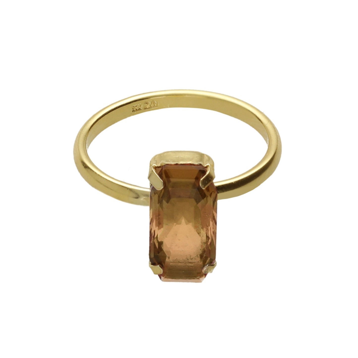 Anillo ajustable Inspire rectángulo cristal en Plata baño Oro