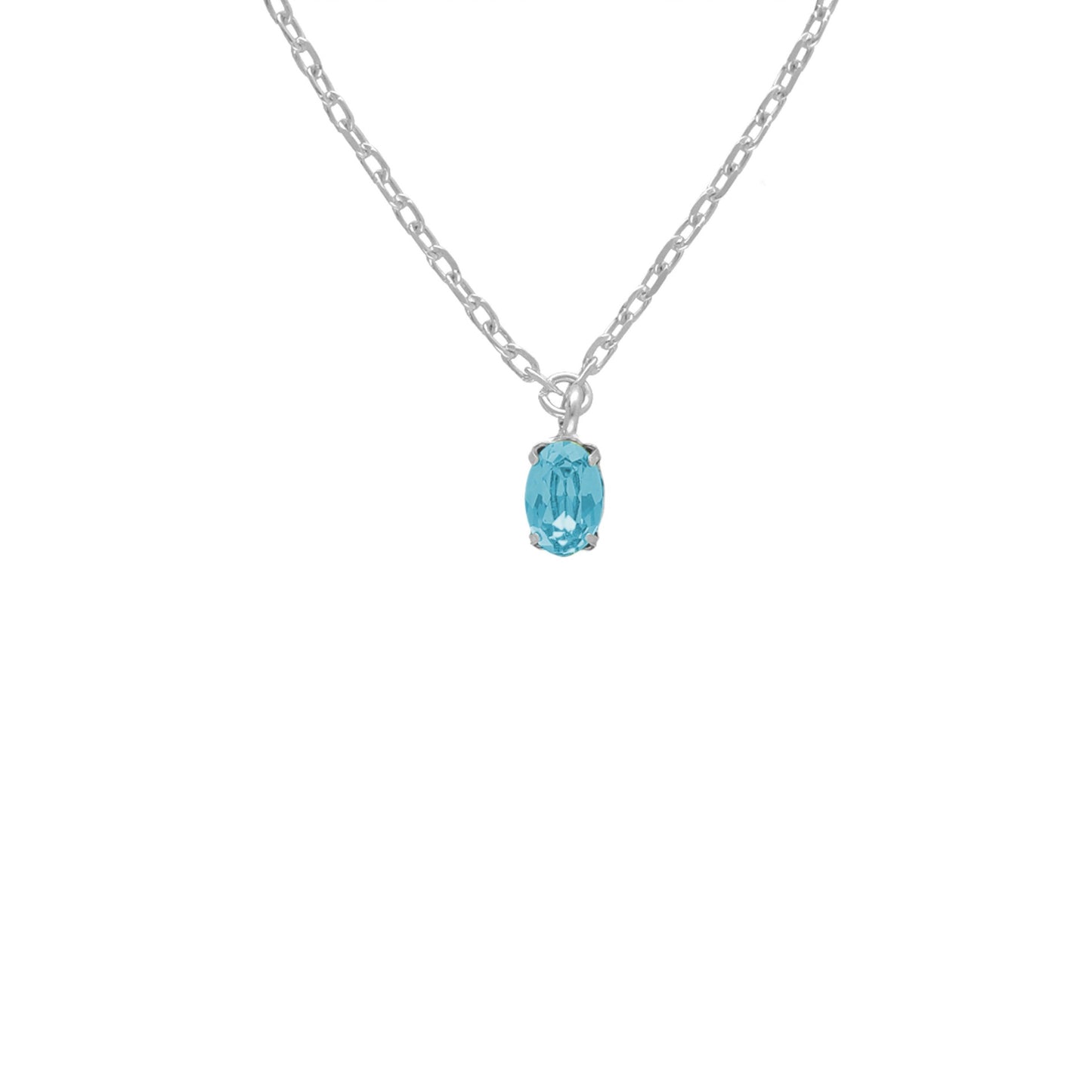 Collar corto Gemma oval cristal en Plata baño rodio