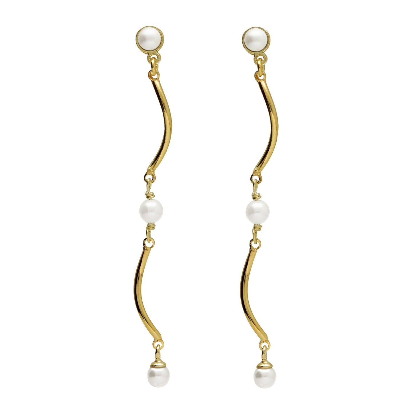Pendientes largos Milan perla en Plata