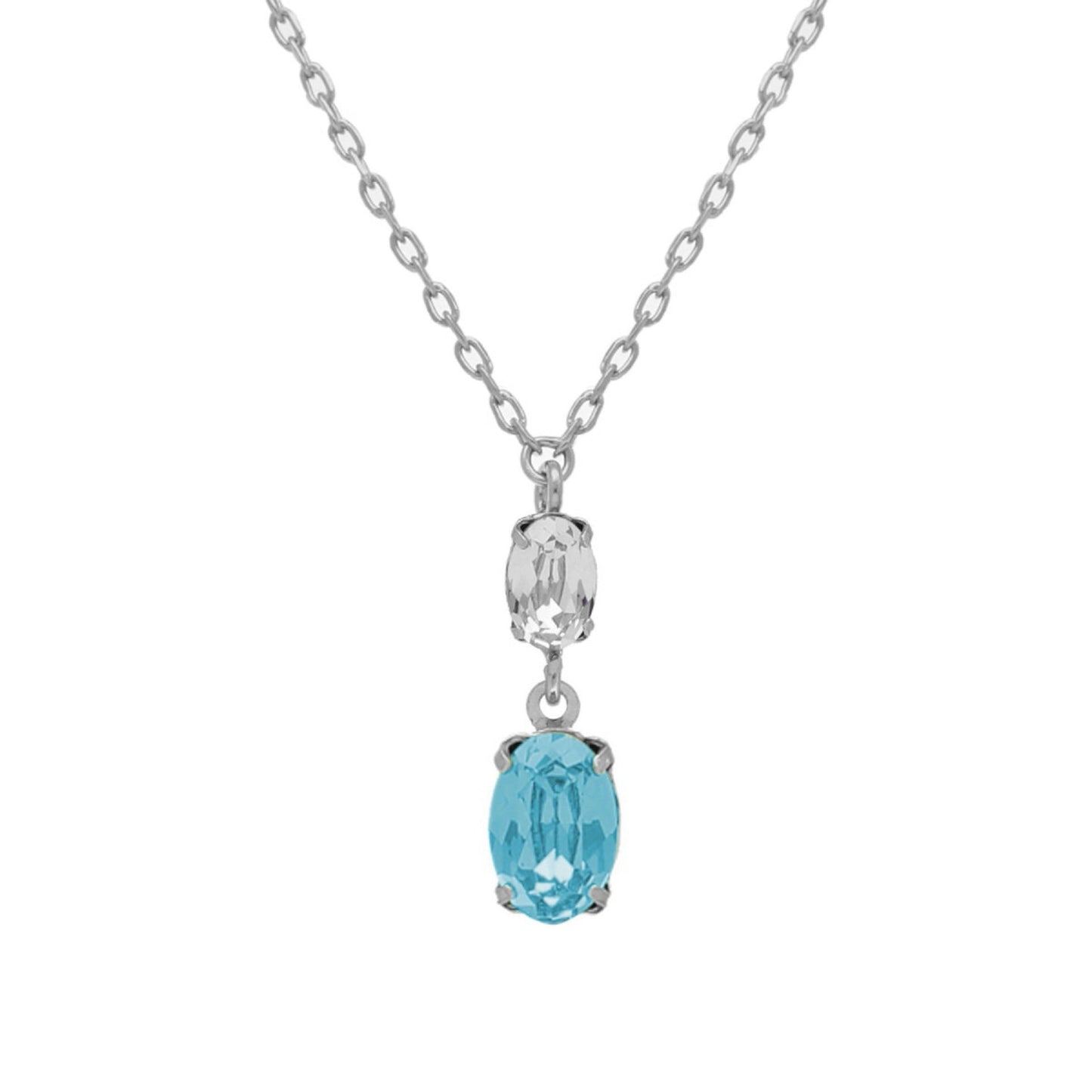 Collar corto Gemma oval cristal en Plata baño rodio