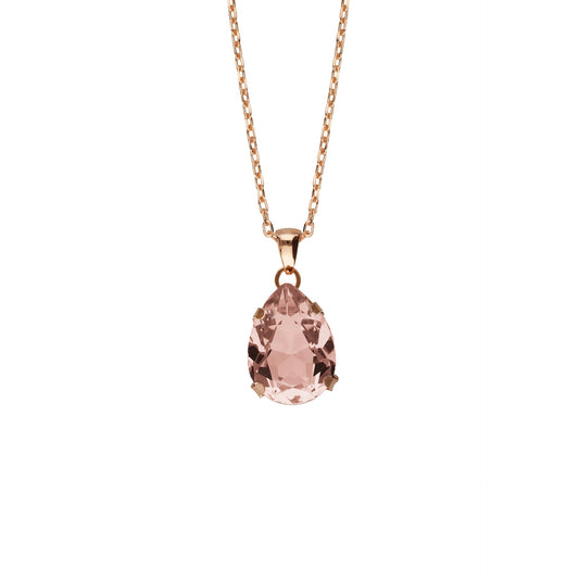 Collar corto Louis lágrima cristal en Plata baño Oro Rosa