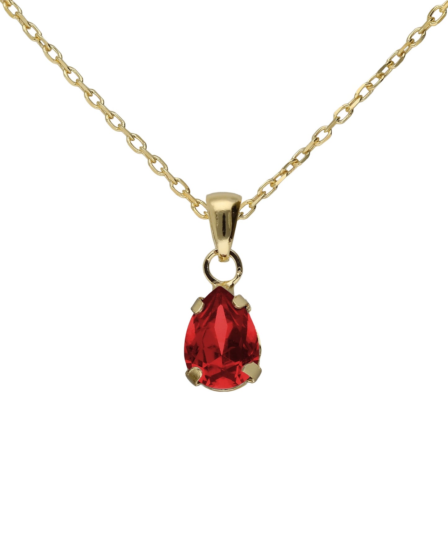 Collar corto lágrima Birthstone con cristal en Plata baño Oro