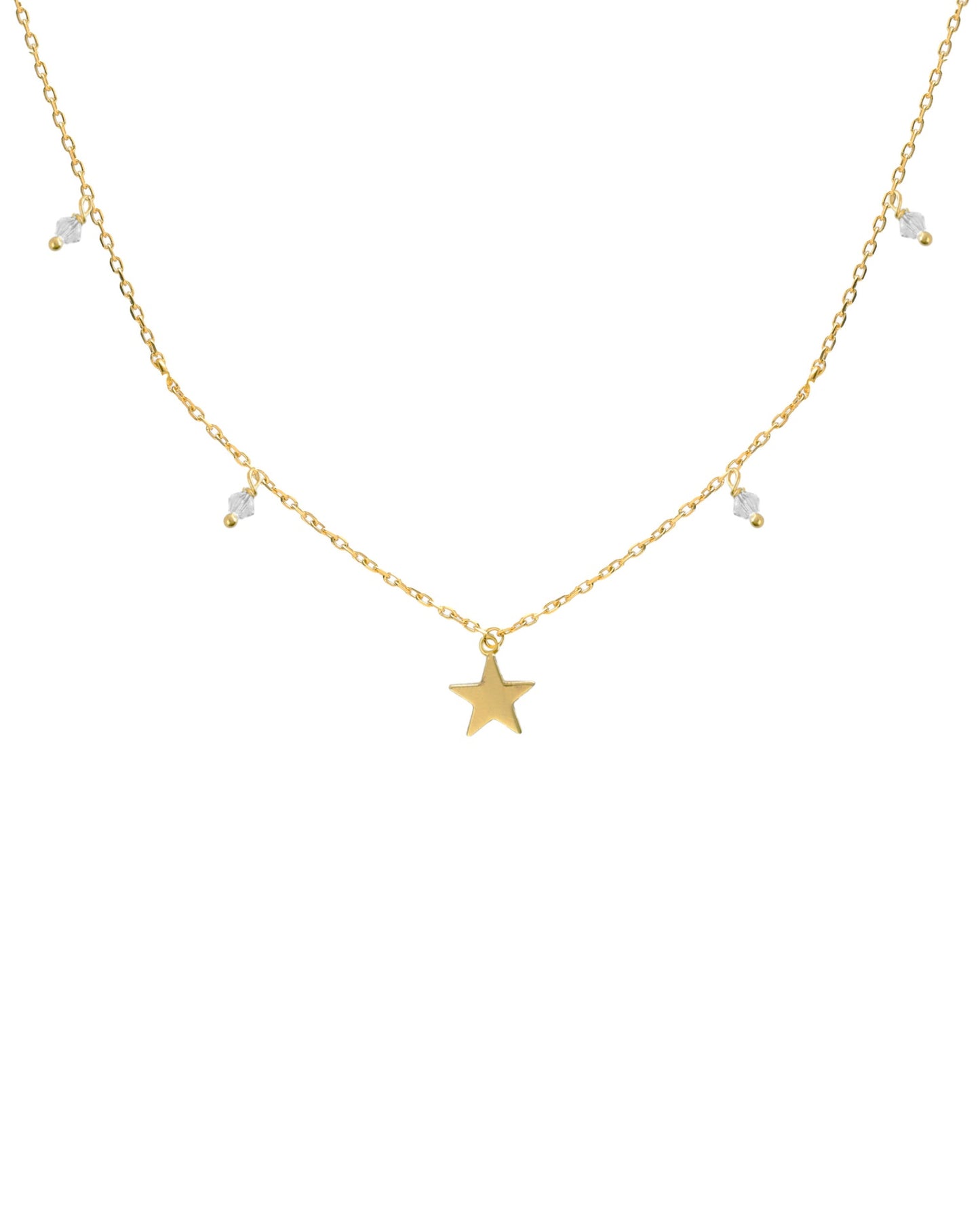 Collar corto Muse estrella con cristal blanco en Plata