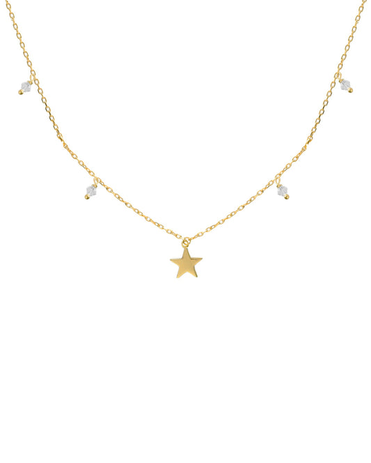 Collar corto Muse estrella con cristal blanco en Plata