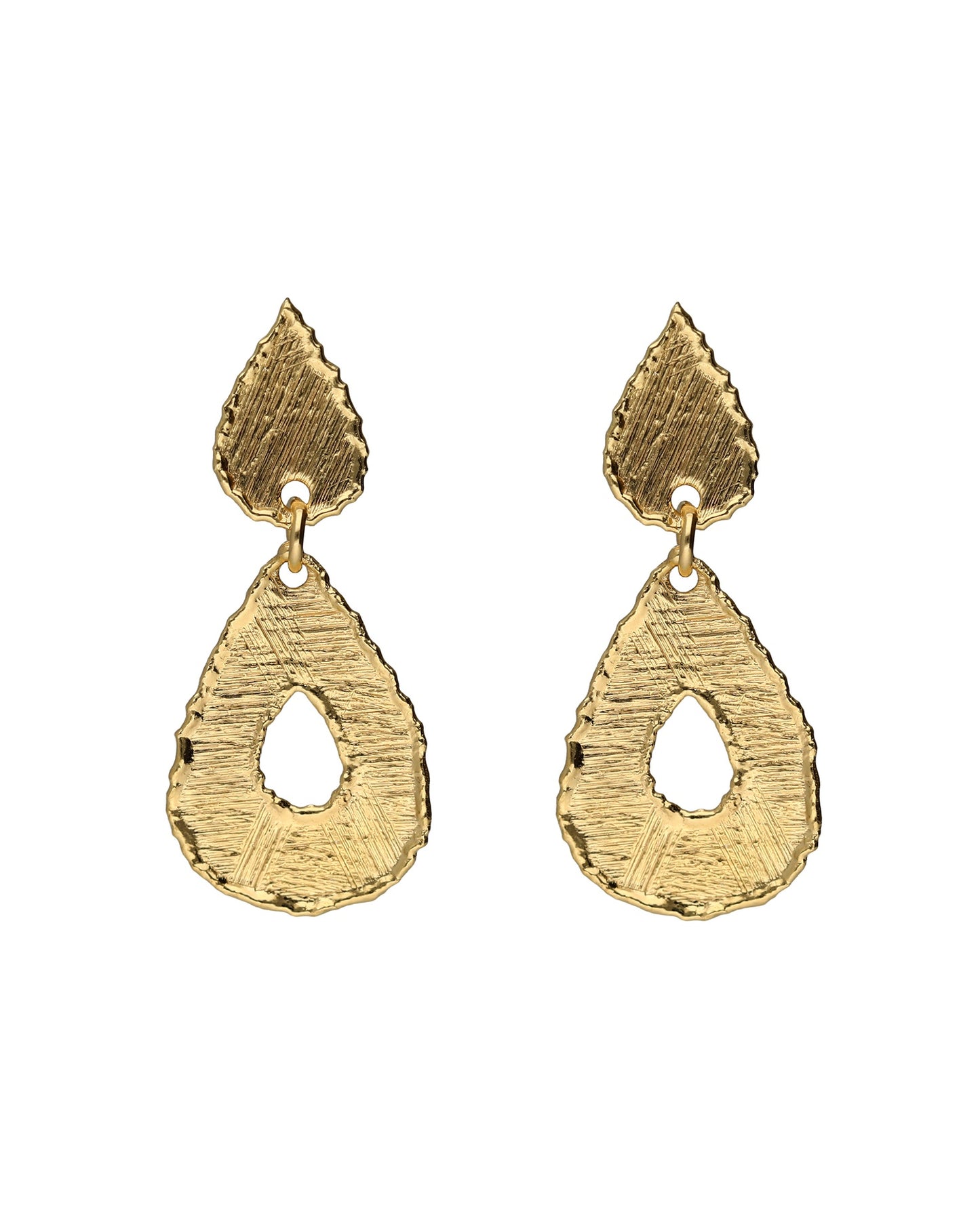 Pendientes cortos textura lágrima Alaska en Plata