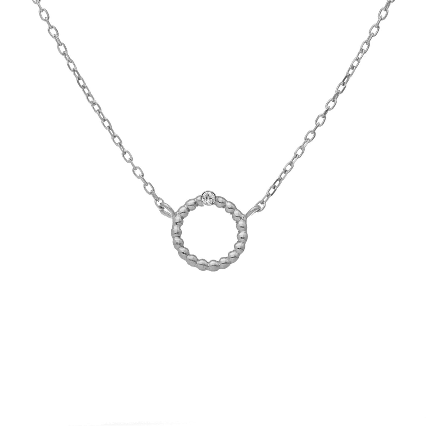 Collar corto Daphne trenzada cristal blanco en Plata