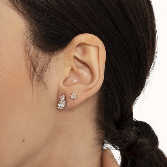 Pendientes cortos Jasmine cristal en Plata baño Oro