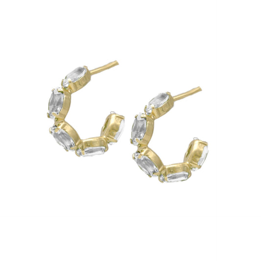 Pendientes aro Arisa cristal 14mm en Plata baño Oro