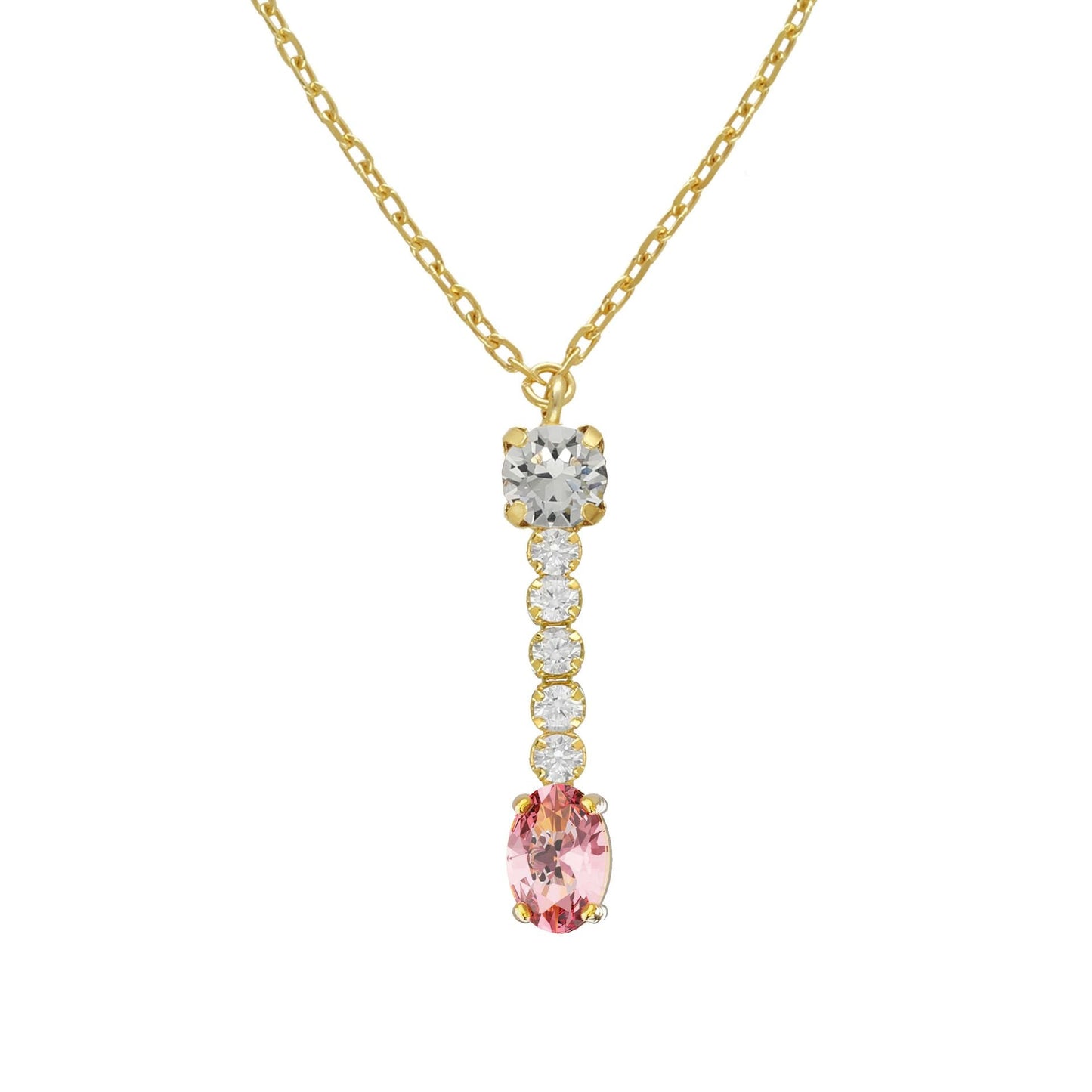 Collar corto Bonjour con cristales riviere en Plata baño Oro