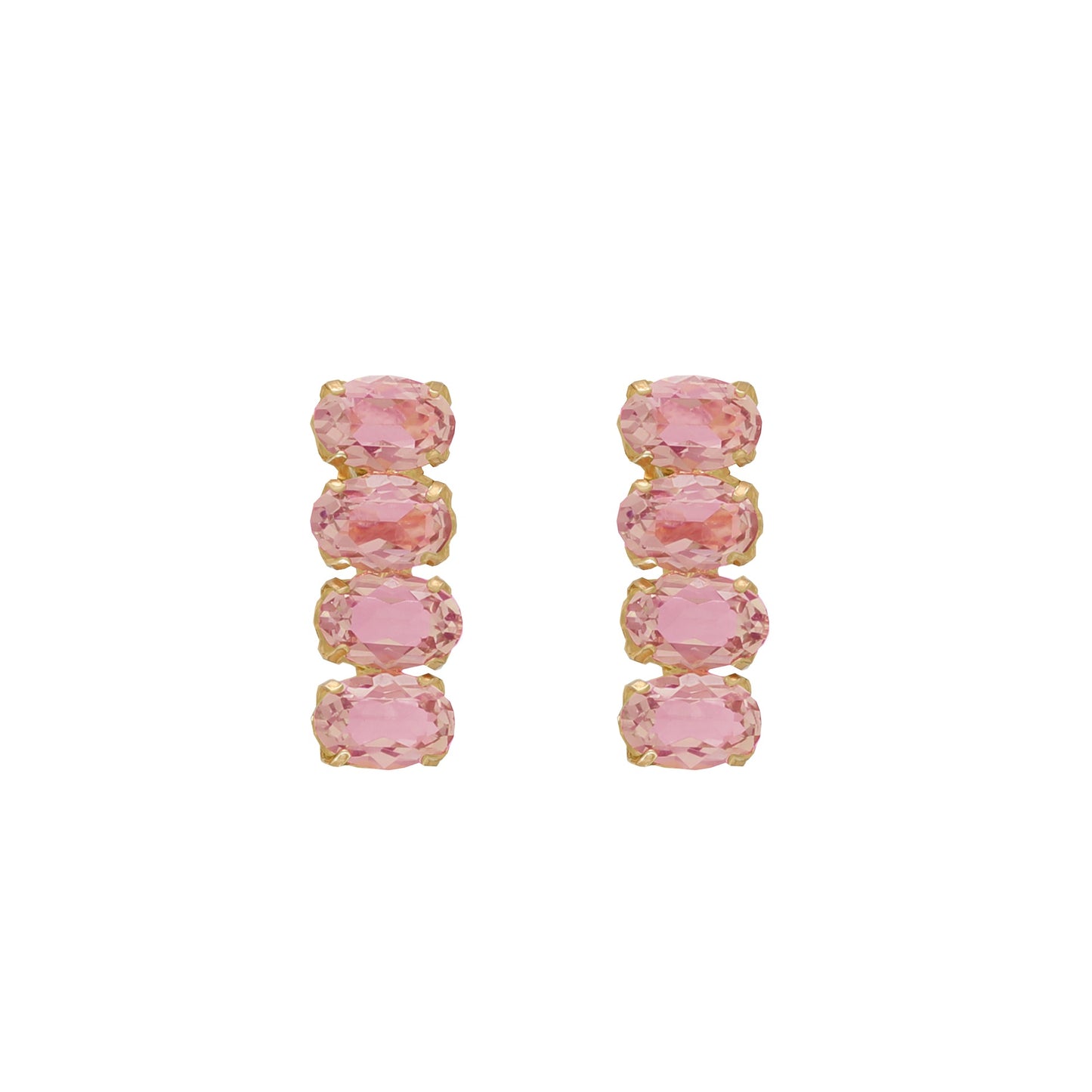 Pendientes cortos God Morgen con cristal en Plata baño Oro