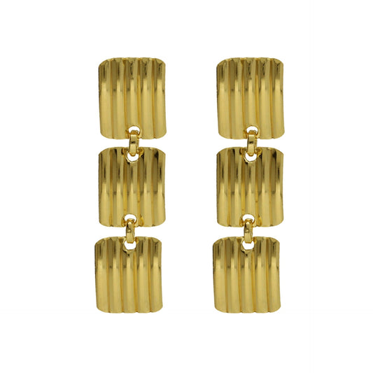 Pendientes largos Connect rectángulo en Plata