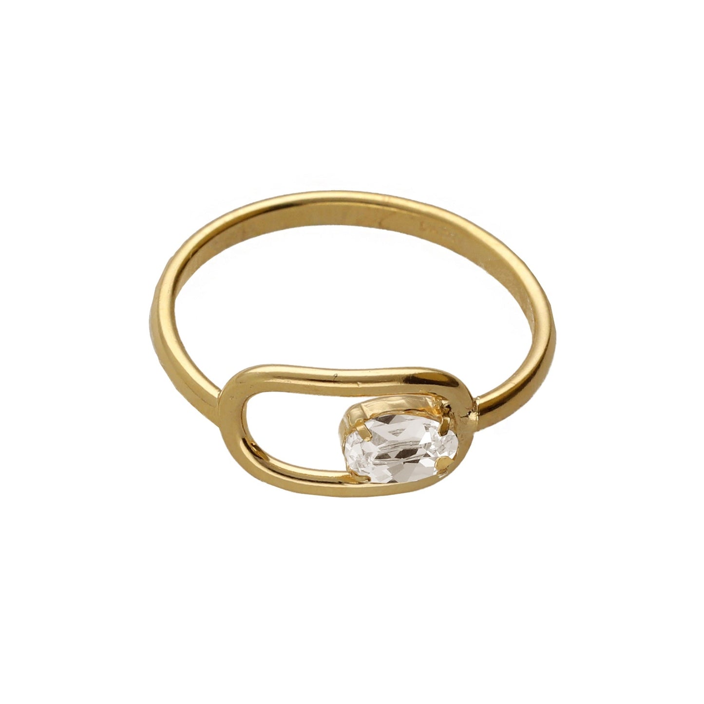 Anillo cerrado óvalo Buenos Días con cristal en Plata