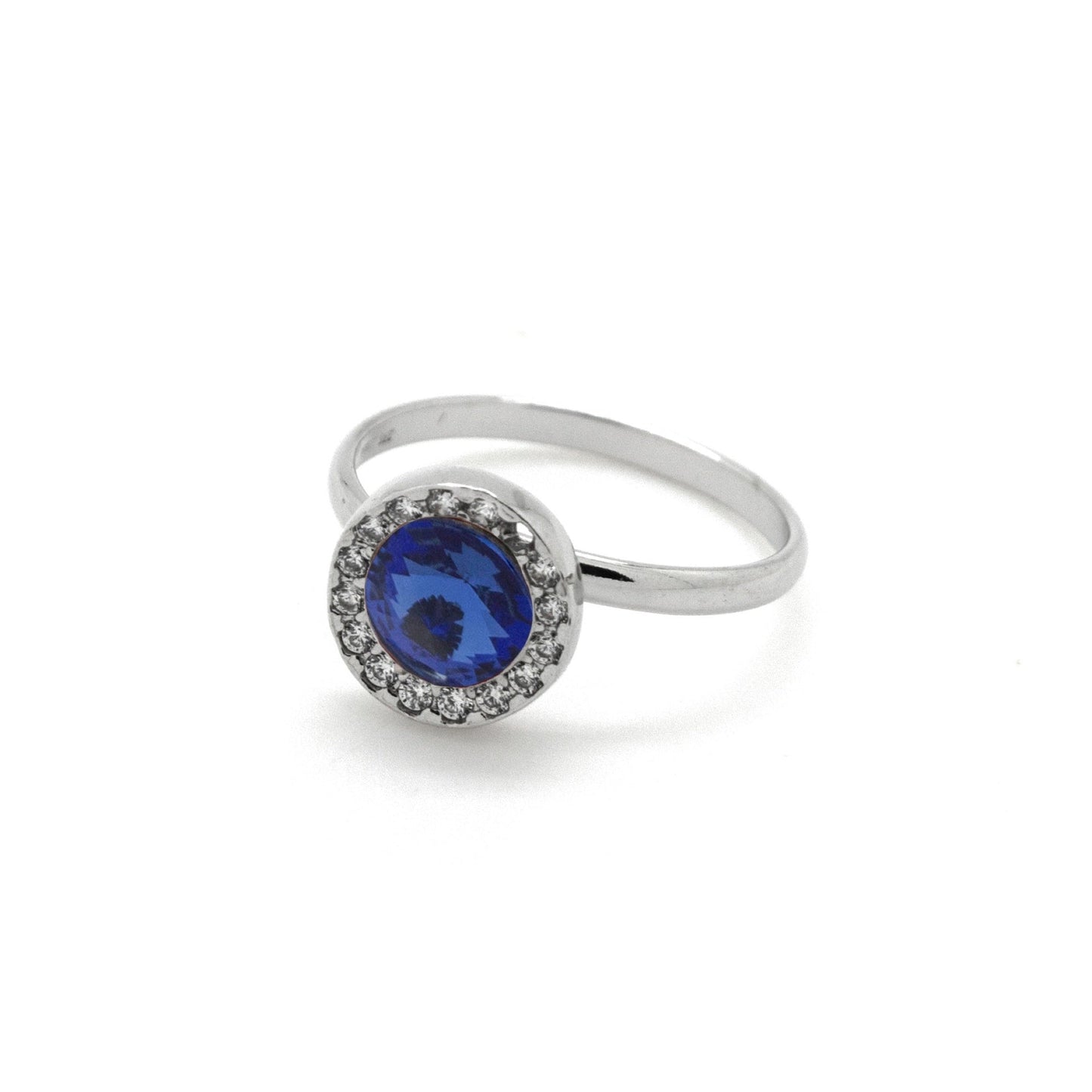 Anillo Premium ajustable círculo con cristales riviere en Plata baño rodio