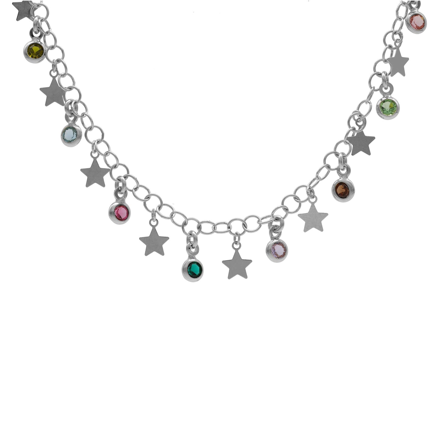 Collar corto Alice cristal multicolor en Plata