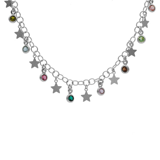 Collar corto Alice cristal multicolor en Plata