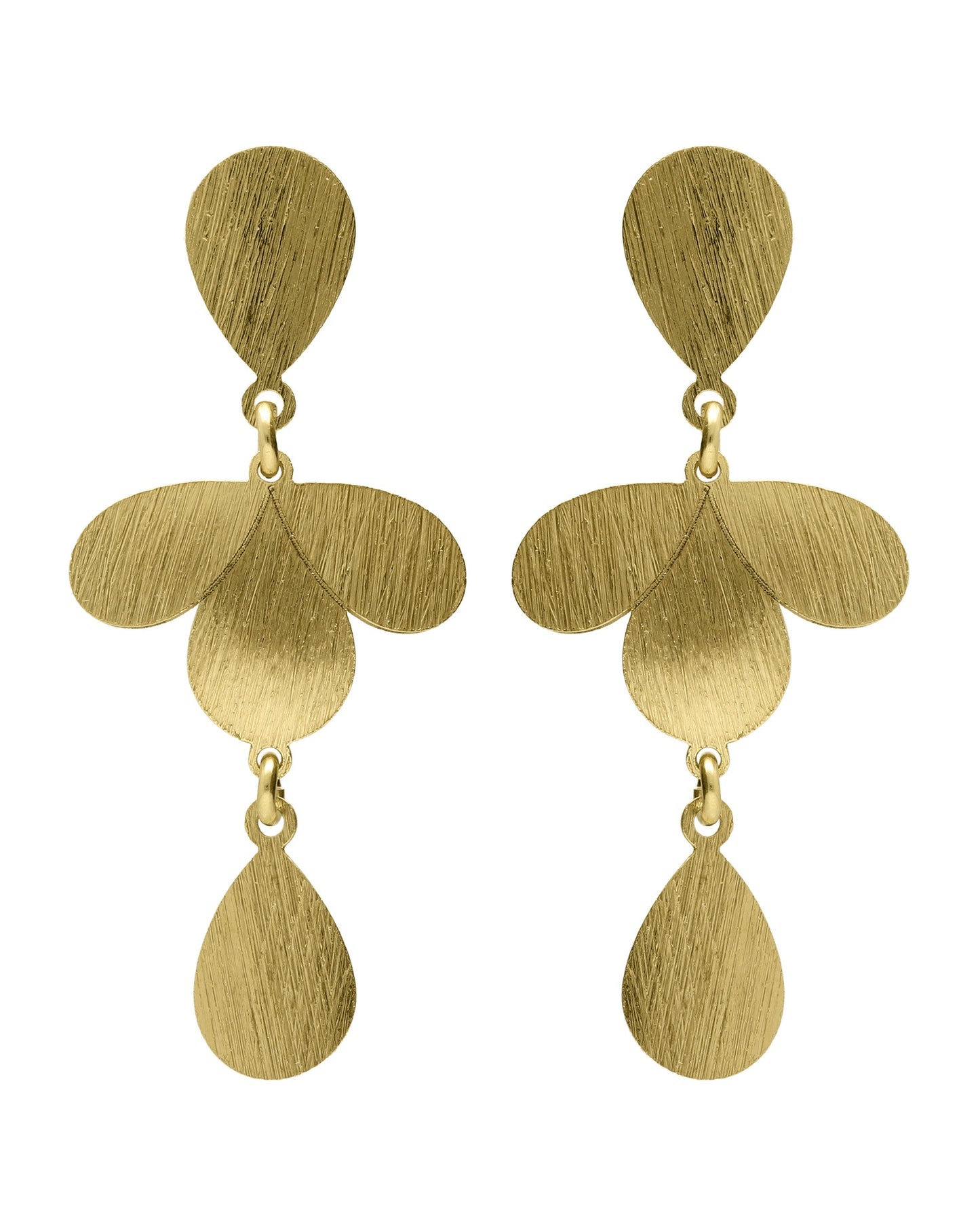 Pendientes largos Azure gota textura en Plata baño Oro