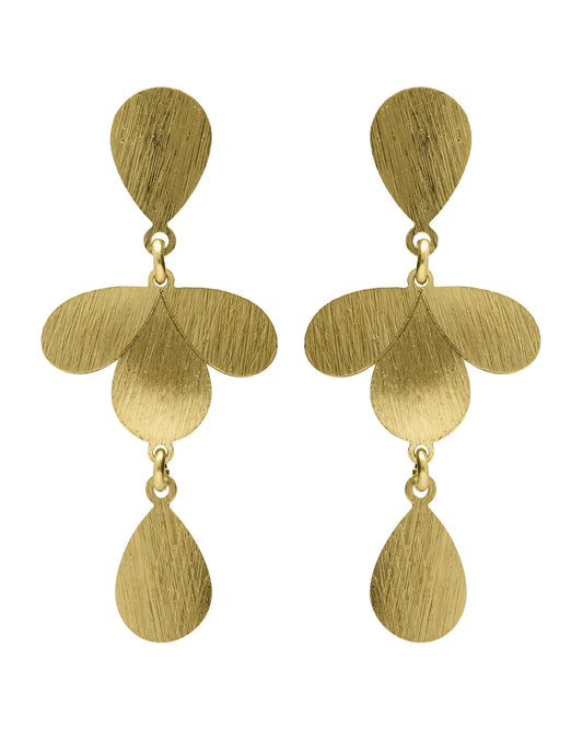 Pendientes largos Azure gota textura en Plata baño Oro