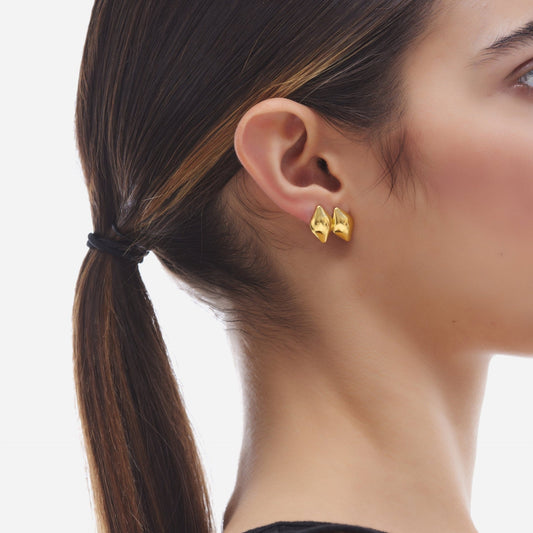 Pendientes botón Tokyo rombo en Plata