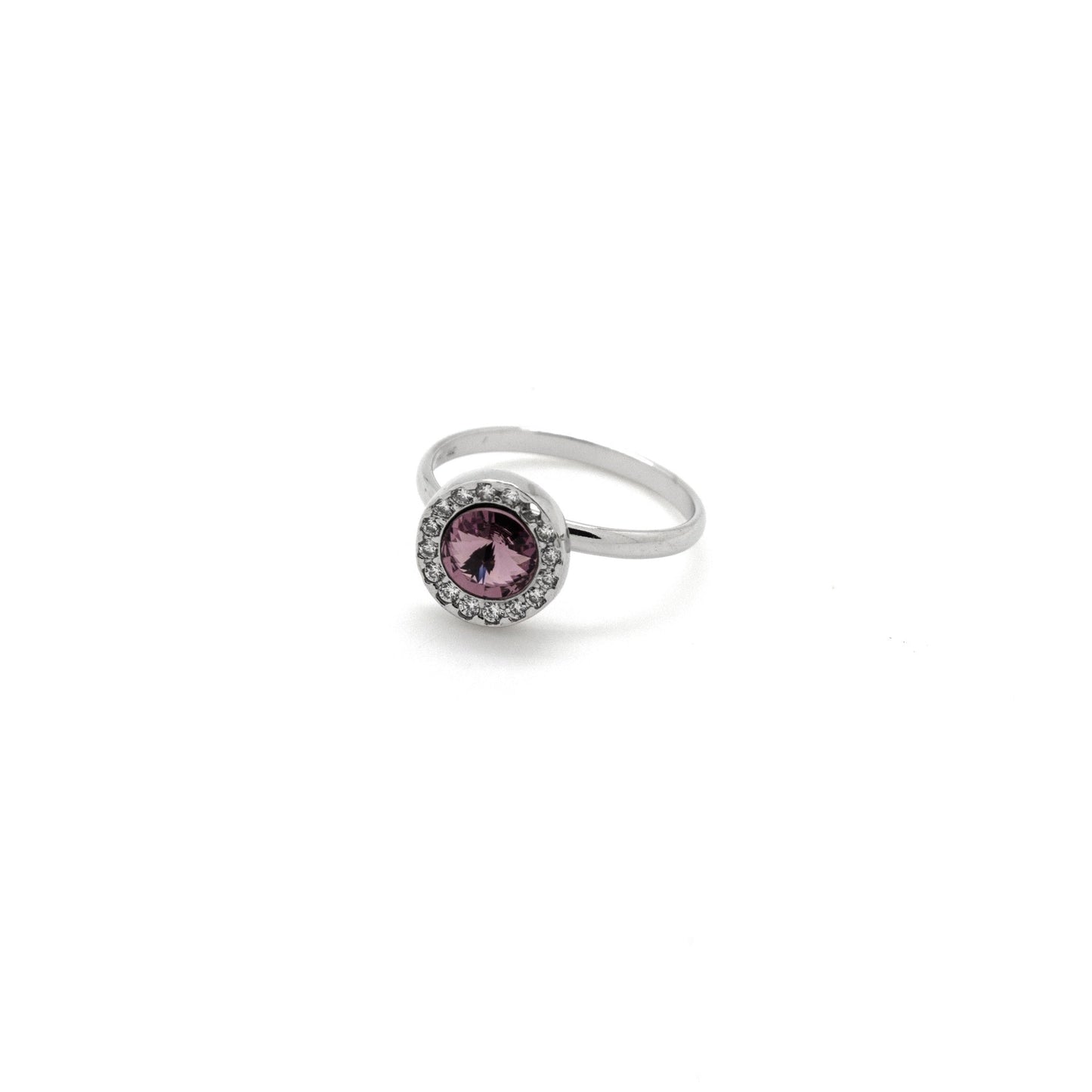 Anillo Premium ajustable círculo con cristales riviere en Plata baño rodio