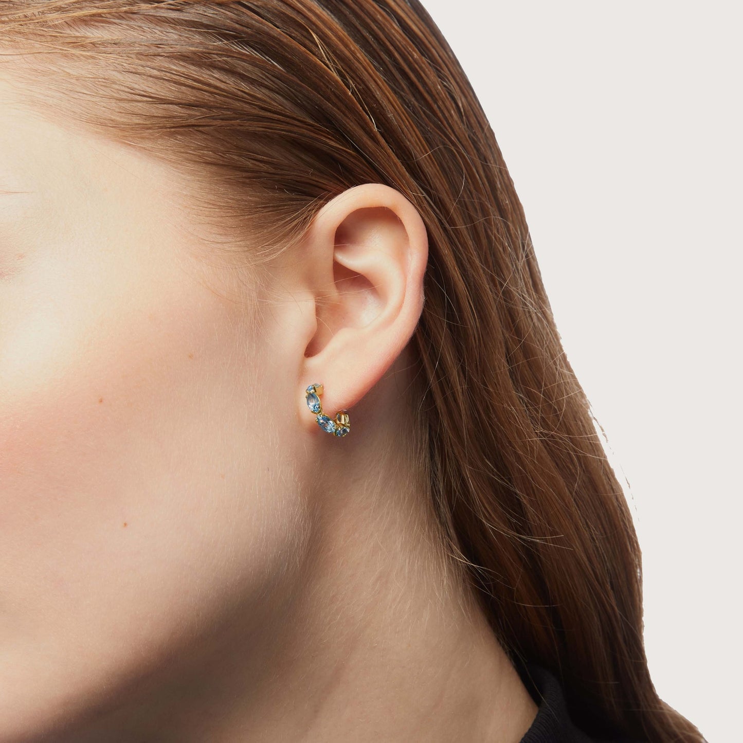 Pendientes aro Arisa cristal 14mm en Plata baño Oro
