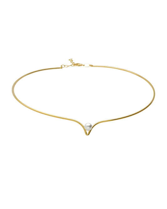 Choker Solene con perla en Plata baño Oro