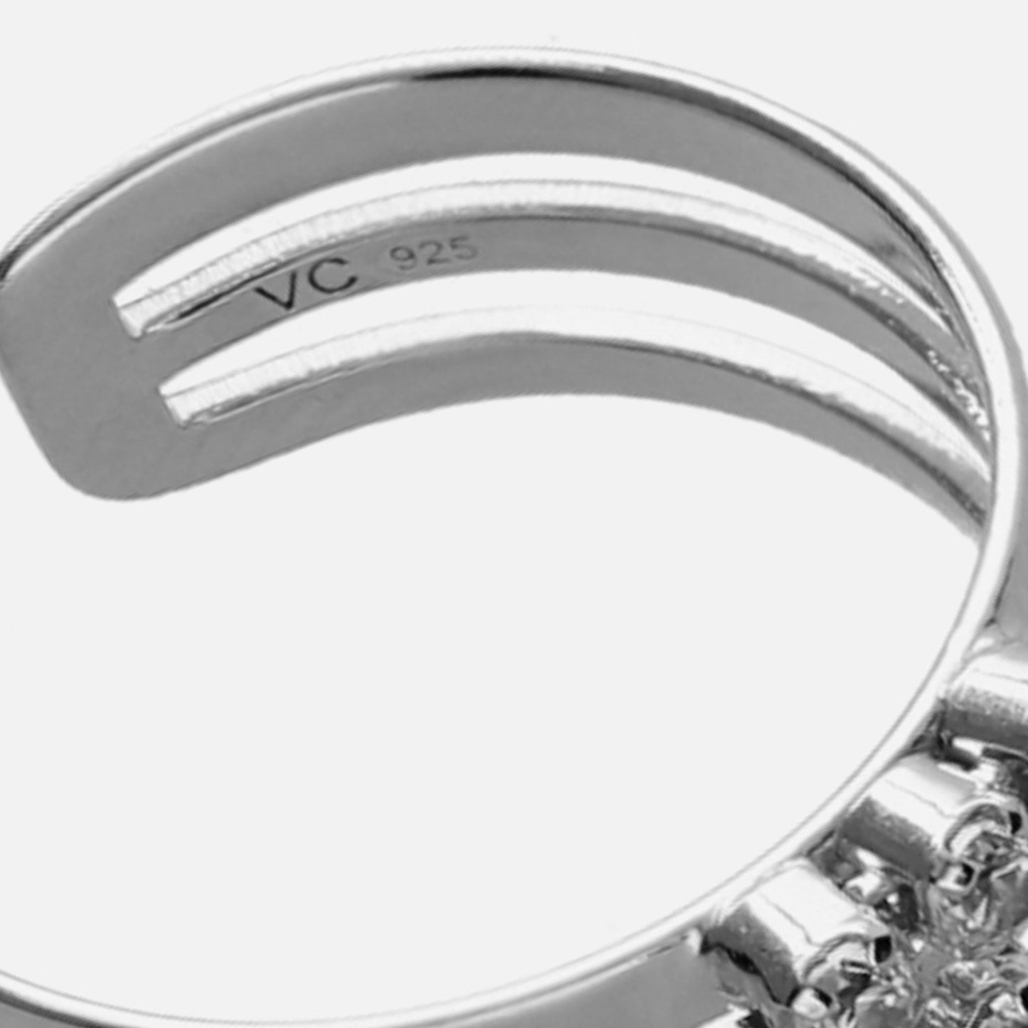 Anillo ajustable Briseida cristal blanco en Plata