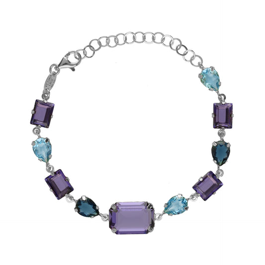 Pulsera Balance cristal morado en Plata
