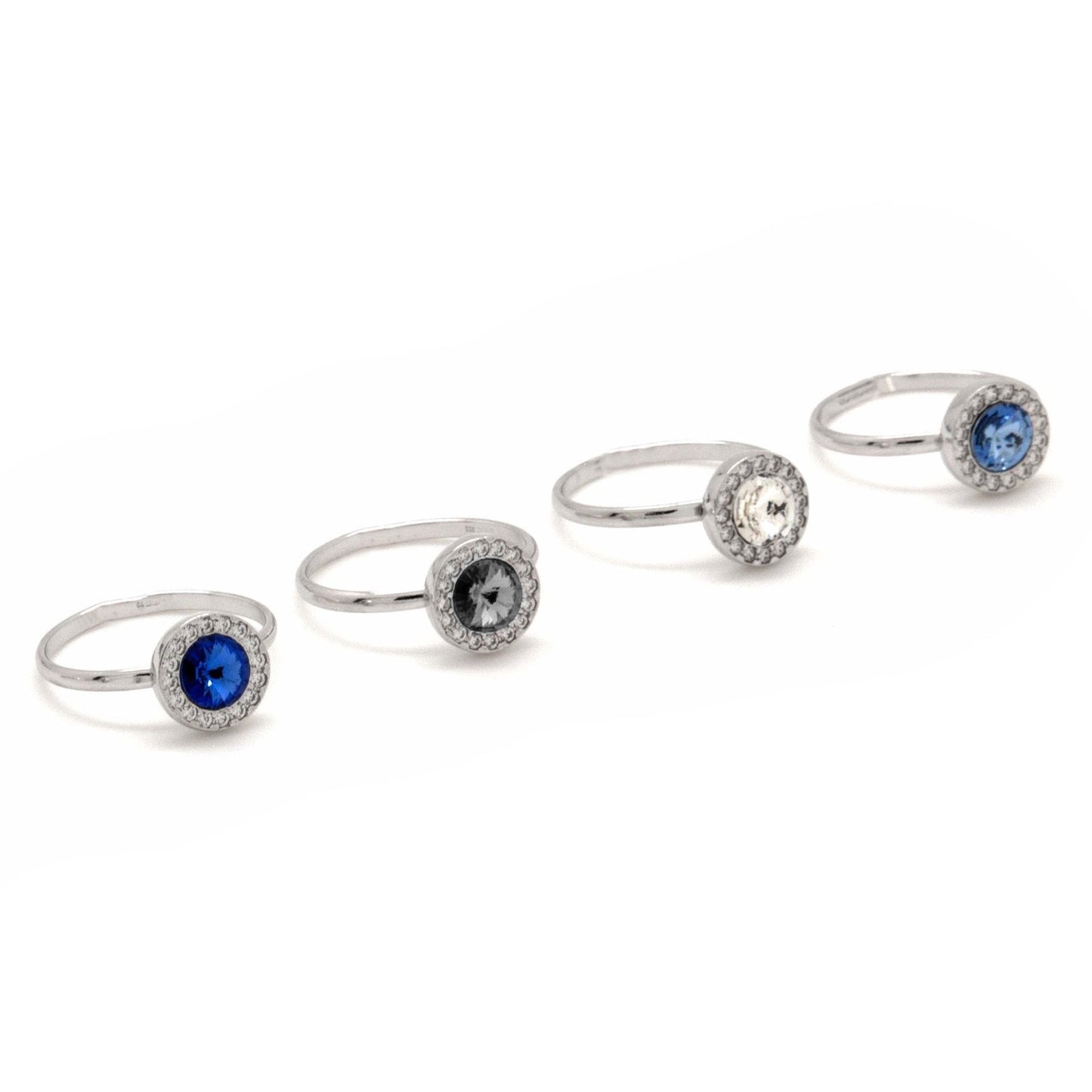 Anillo Premium ajustable círculo con cristales riviere en Plata baño rodio