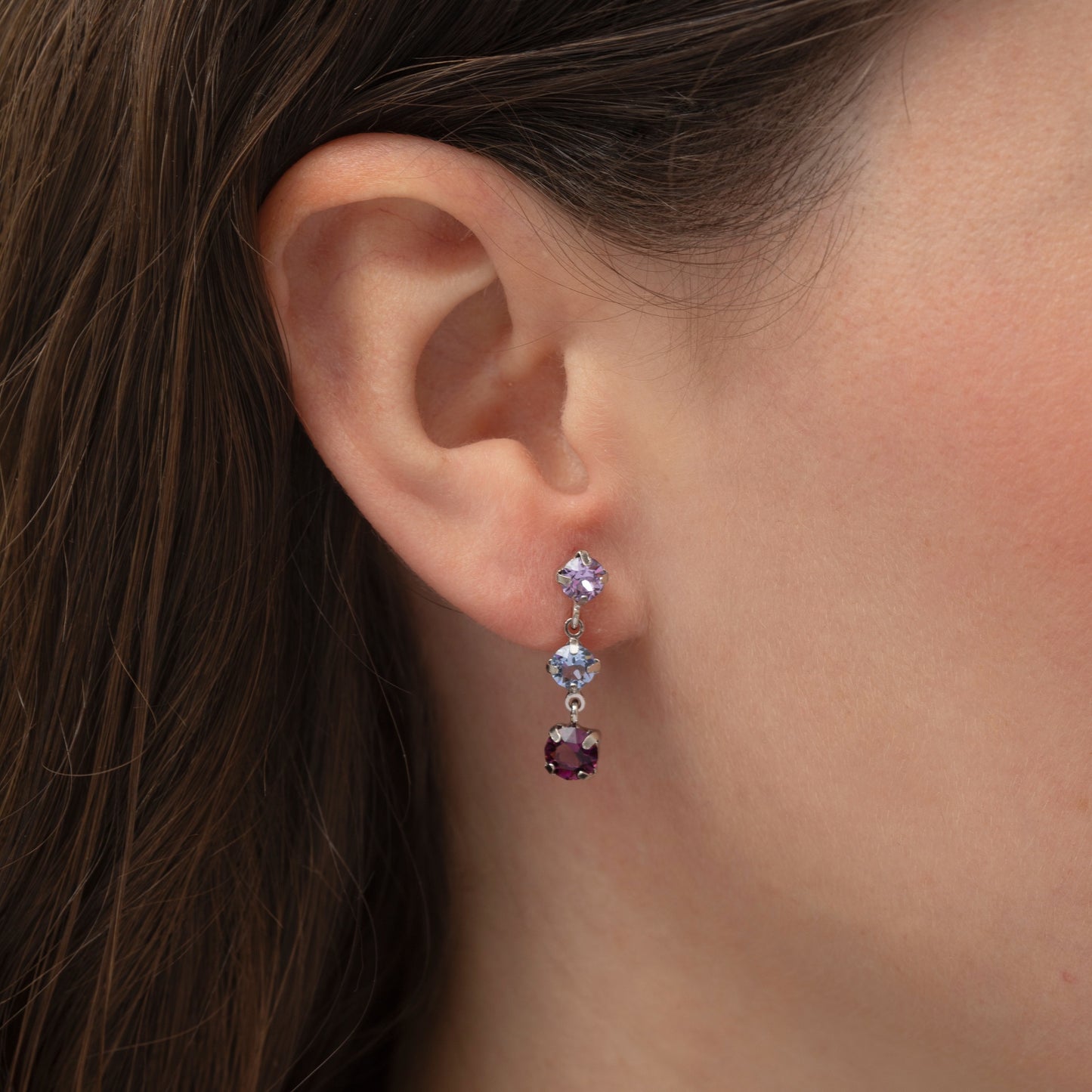 Pendientes largos Velvet cristal multicolor en Plata