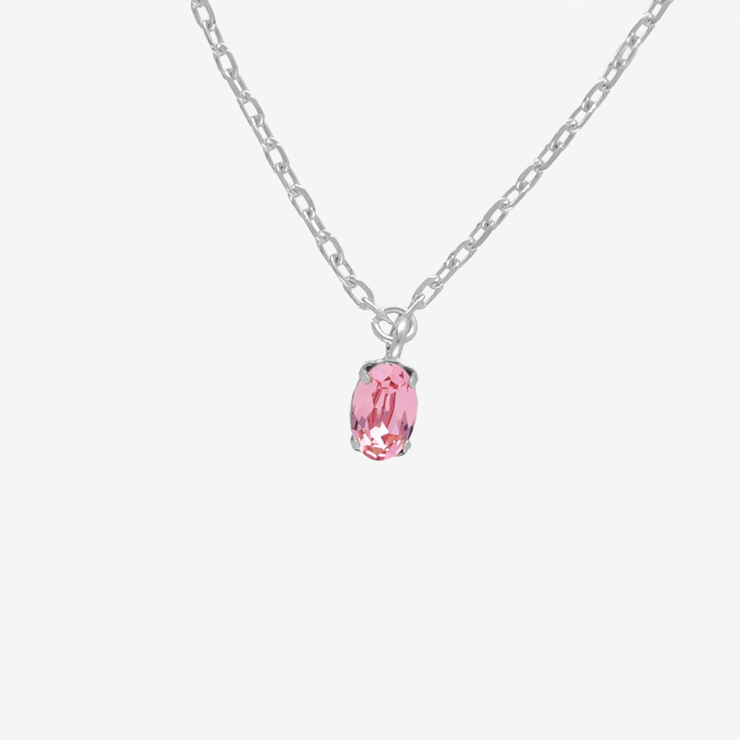 Collar corto Gemma oval cristal en Plata baño rodio