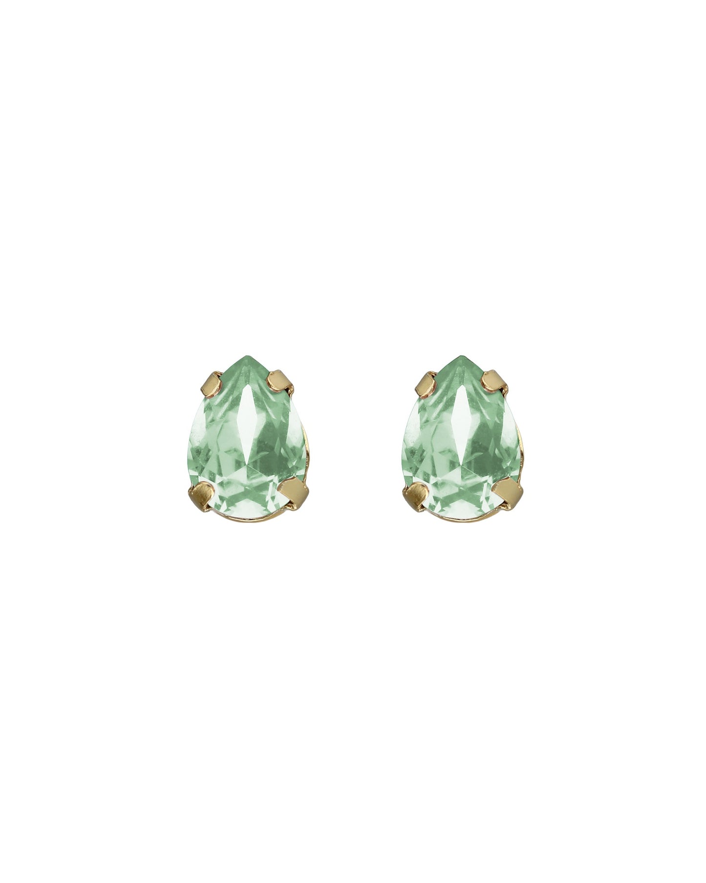 Pendientes botón lágrima Birthstone con cristal en Plata baño Oro