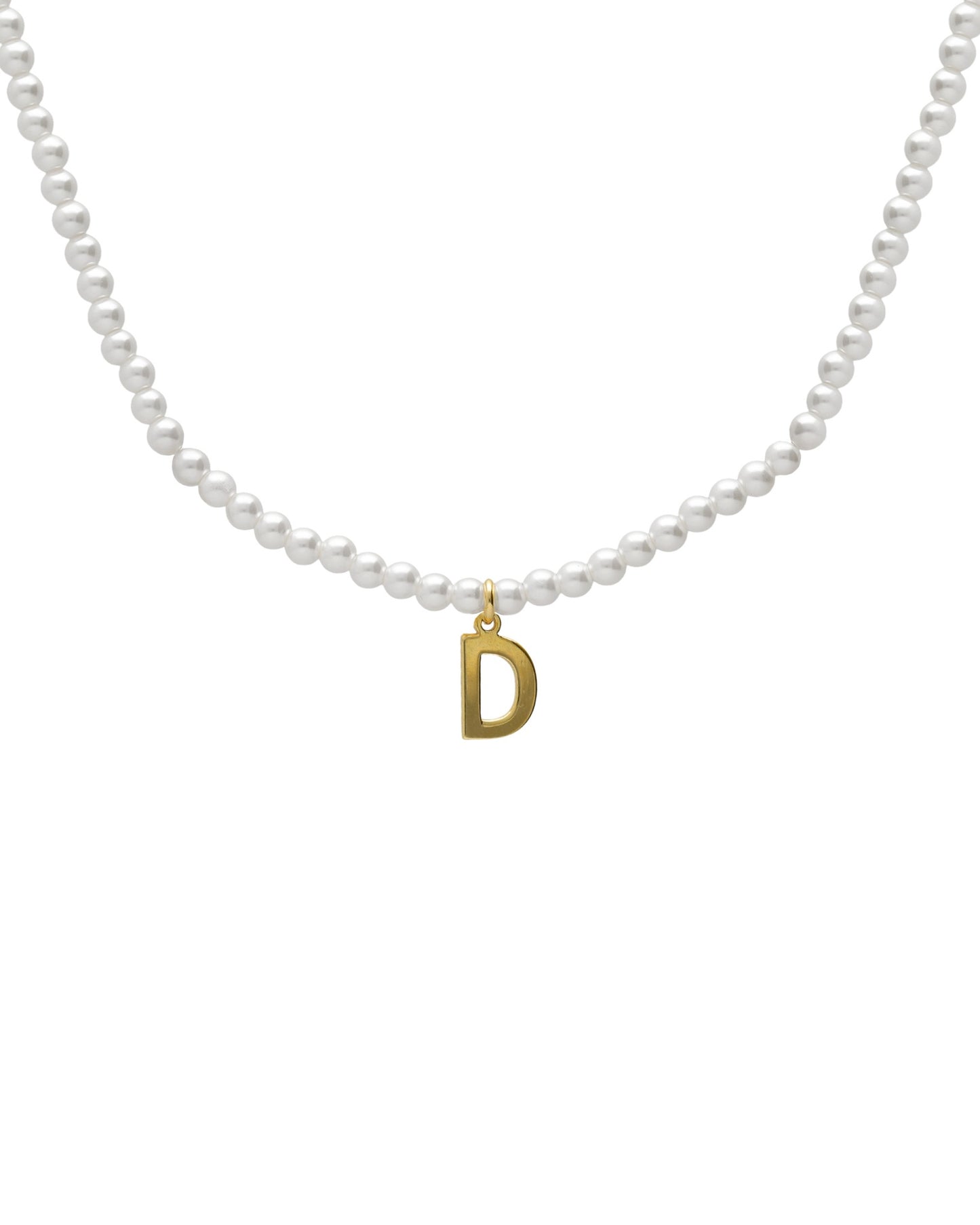 Collar corto personalizado Solene una letra con perla en Plata baño Oro
